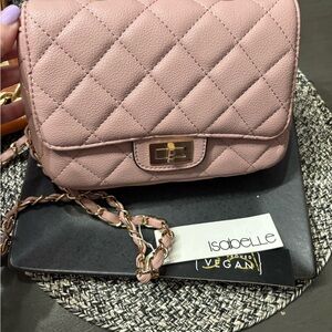 Isabelle Quilted Blush Crossbody Bag